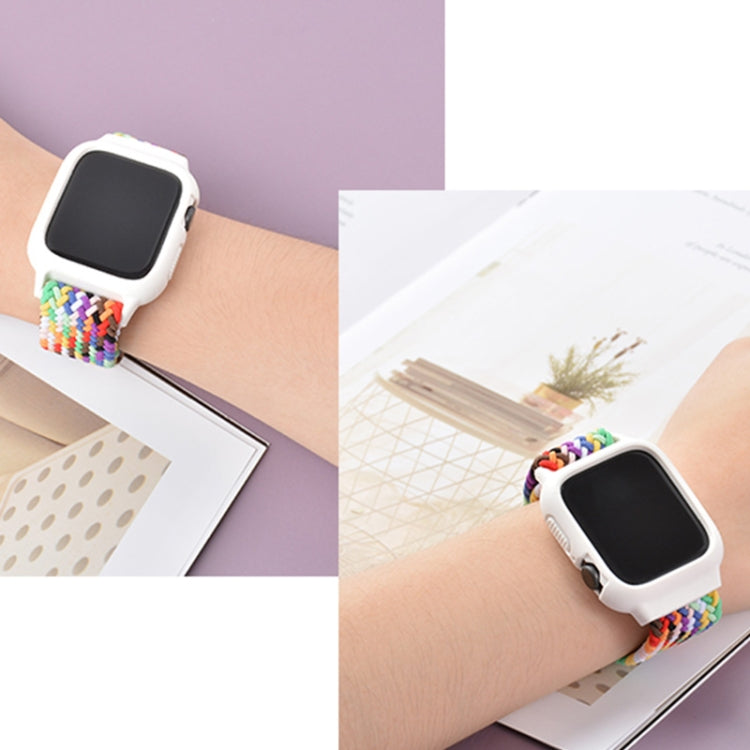 TPU Frame Buckle Braid Integrated Watch Band For Apple Watch Series 6 & SE & 5 & 4 40mm / 3 & 2 & 1 38mm(Denim) by bashfashion