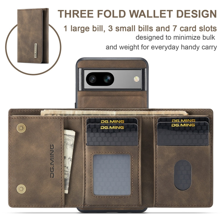 For Google Pixel 7A DG.MING M1 Series 3-Fold Multi Card Wallet + Magnetic Phone Case(Coffee) by DG.MING