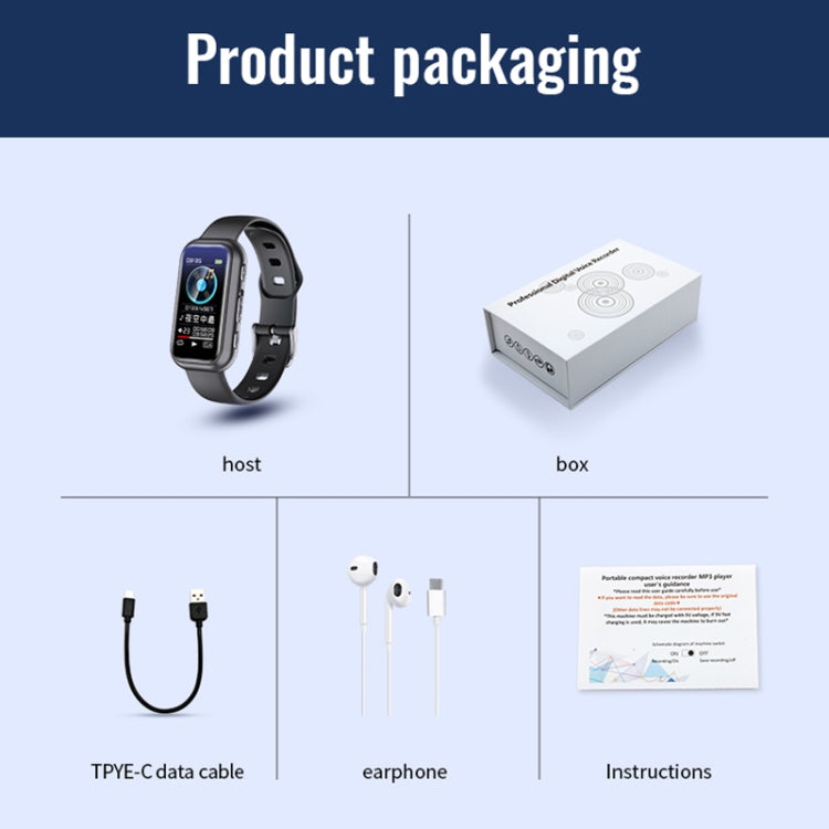 JNN S16 Smart HD Noise Reduction Bluetooth MP3 Voice Control Recording Bracelet, Memory:4GB by JNN