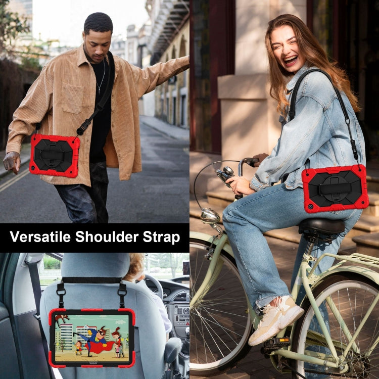 For Samsung Galaxy Tab A9+ Contrast Color Robot C2 Silicone Hybrid PC Tablet Case(Red Black) by bashfashion