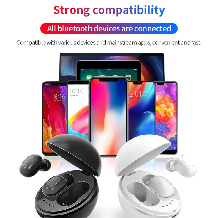 A10 TWS Space Capsule Shape Wireless Bluetooth Earphone with Magnetic Charging Box & Lanyard, Support HD Call & Automatic Pairing Bluetooth(White + Black) by bashfashion