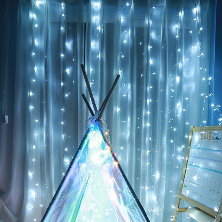 3m(Length) x 3m(Height) Blue Light LED Decoration Light, 300 LEDs Curtain String Light with End Joint & Multi-function Controller & Memory Waterproof, EU Plug, AC 220V by bashfashion