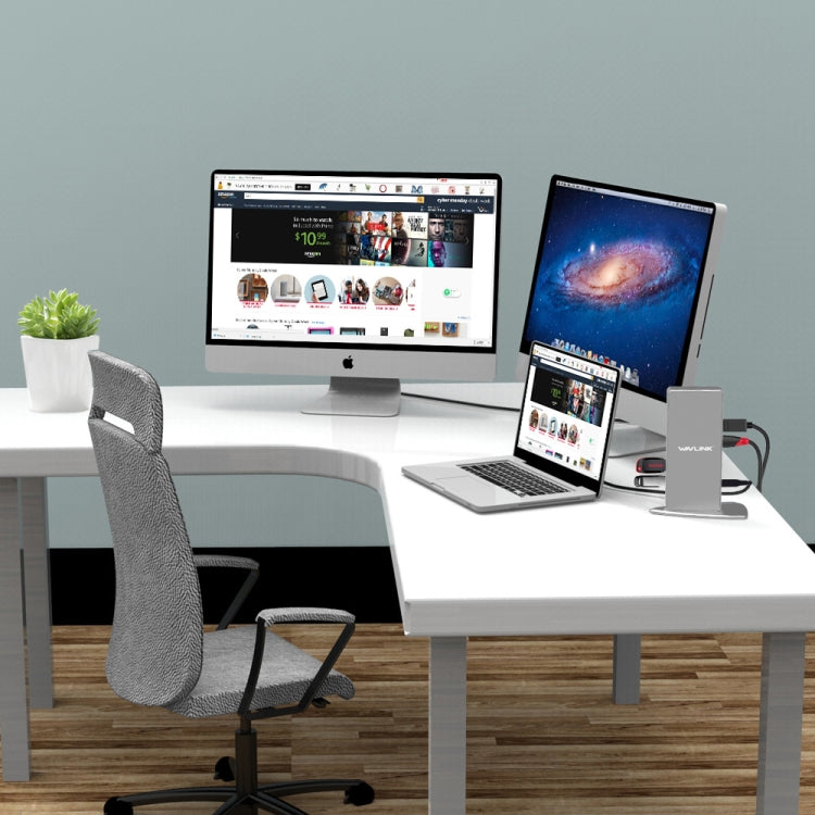 WAVLINK WL-UG69DK7 Laptops Type-C Universal Desktop Docking Station Aluminum Alloy HUB Adapter(US Plug) by WAVLINK