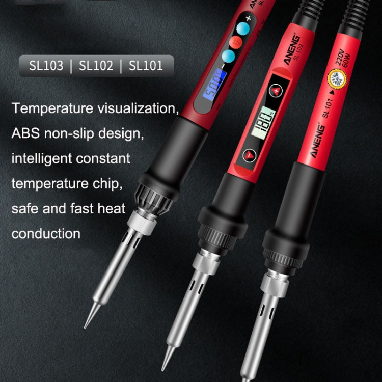 ANENG SL103 17pcs/set Intelligent Digital Display Temperature Adjustment Household Constant Temperature Soldering Iron Set 60W Internal Heat Welding Tool Kit(EU Plug) by ANENG