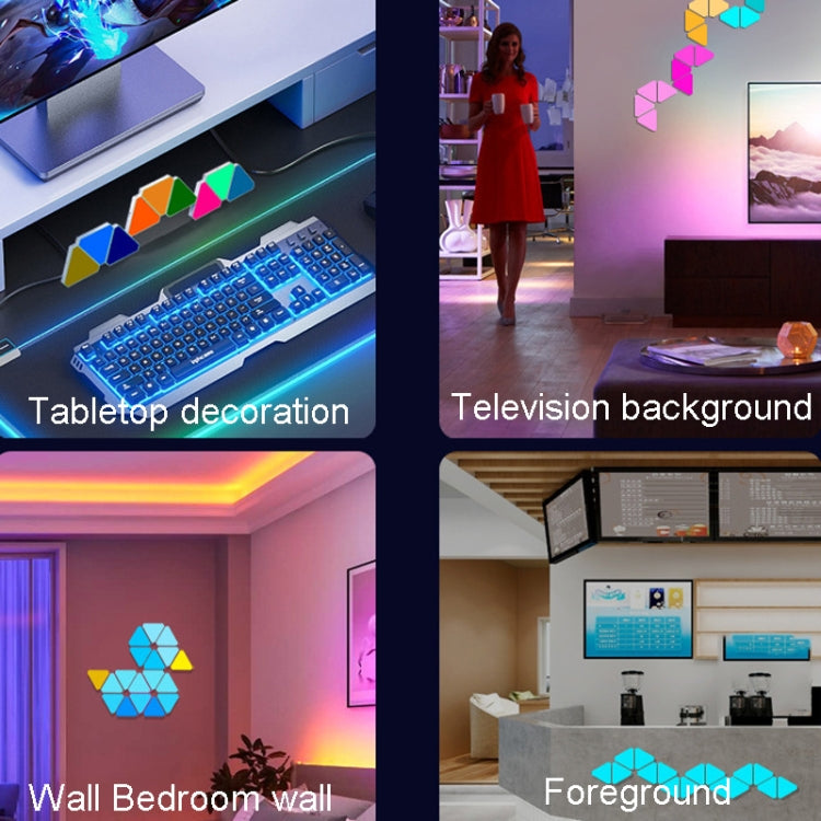 6pcs /Set Triangle Splicing Intelligent Sound Control Quantum Light Atmosphere Lighting With Remote Control, US Plug(Bluetooth Model) by bashfashion