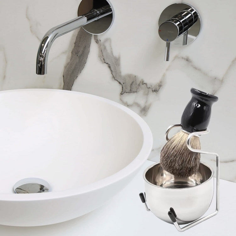 3pcs /Set Men Foam Manual Wooden Handle Beard Brush Set, Color: Nylon Wool Silver by bashfashion