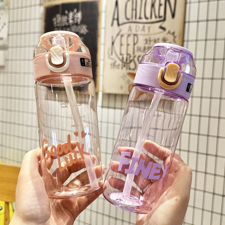 Student Portable Bouncing Straw Large Capacity Drop Resistant Plastic Cups, Style: 650ml Green by bashfashion