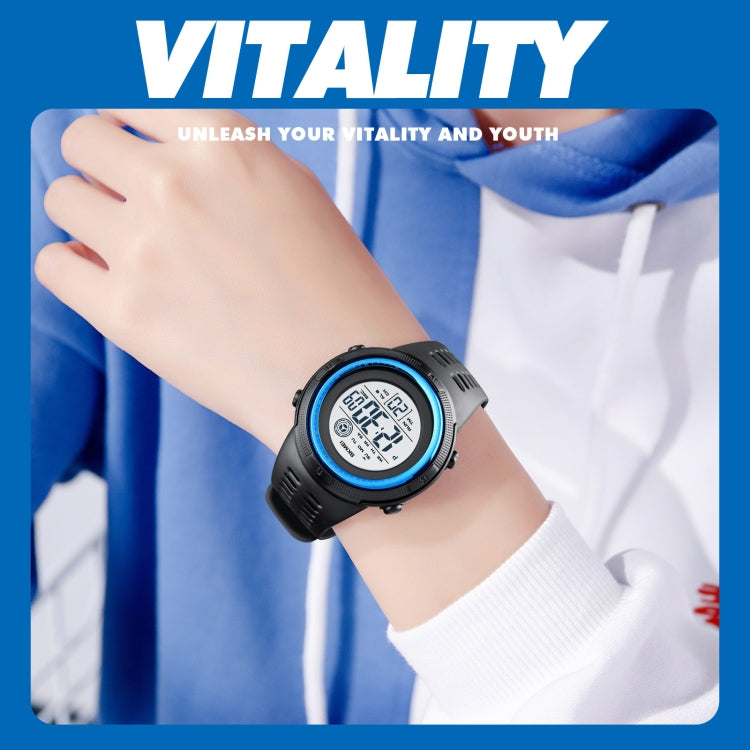 SKMEI 1773 Triplicate Round LED Dual Time Digital Display Colorful Backlight Electronic Watch(Red White) by SKMEI