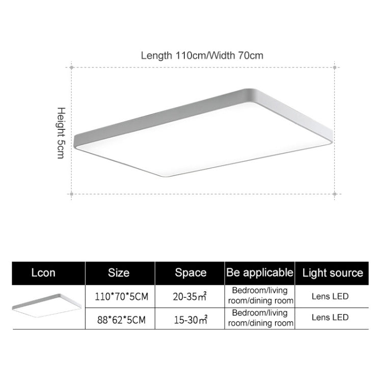 Macaron LED Rectangle Ceiling Lamp, 3-Colors Light, Size:88x62cm(Blue) by bashfashion