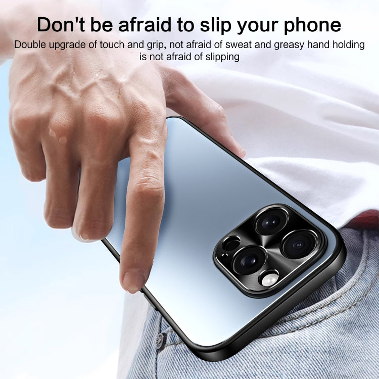 For iPhone 15 Pro R-JUST RJ-61 Electroplating Frosted TPU + PC Phone Case with Holder(Grey) by R-JUST