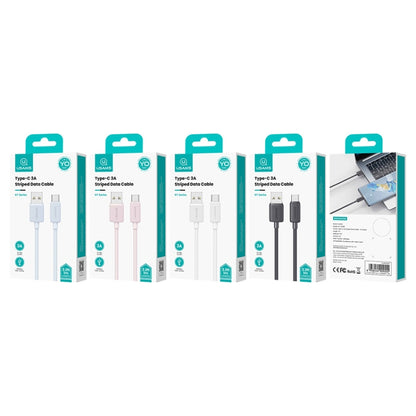 USAMS US-SJ688 USB to USB-C / Type-C 3A Striped Fast Charge Data Cable, Length:1m(Black) by USAMS