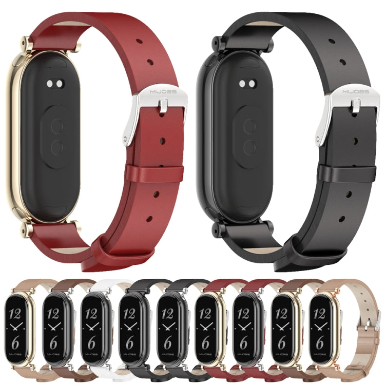 For Xiaomi Smart Band 10 / 9 / 8 Mijobs GT4 First Layer Cowhide Watch Band(Black) by MIJOBS