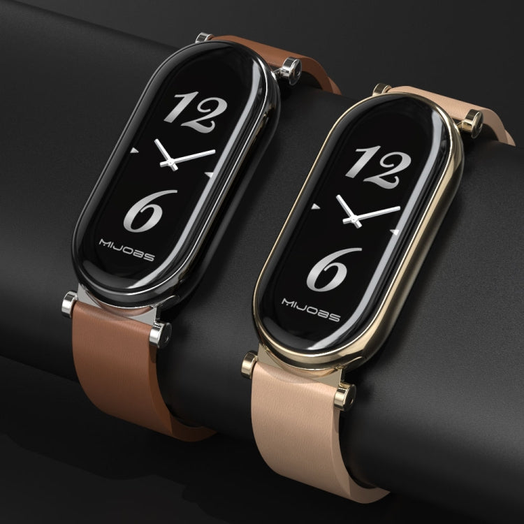 For Xiaomi Smart Band 10 / 9 / 8 Mijobs GT4 First Layer Cowhide Watch Band(Black) by MIJOBS