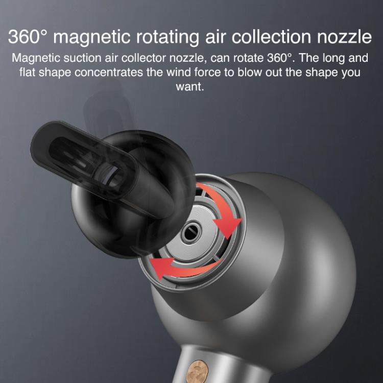 WG-F01 LED Digital Display Smart Frequency Conversion Negative Ion High Speed Hair Dryer, US Plug(Gray) by bashfashion