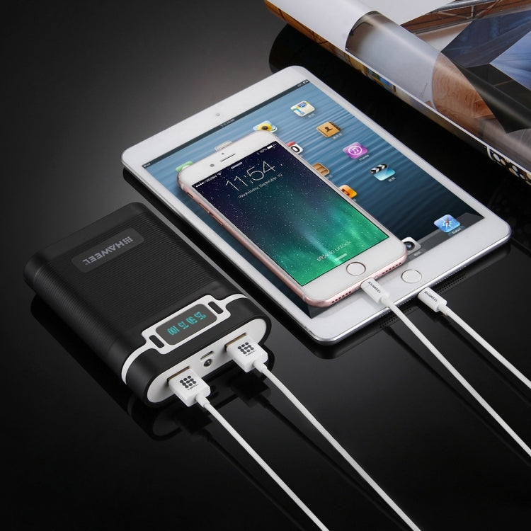 HAWEEL DIY 4 x 18650 Battery (Not Included) 10000mAh Power Bank Shell Box with 2 x USB Output & Display for iPhone, Galaxy, Sony, HTC, Google, Huawei, Xiaomi, Lenovo and other Smartphones(Black) by HAWEEL