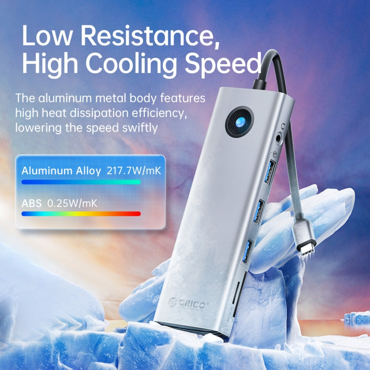 ORICO PW11-8PC Type-C / USB-C 8-in-1 5Gbps Multifunction Docking Station(Dark Gray) by ORICO