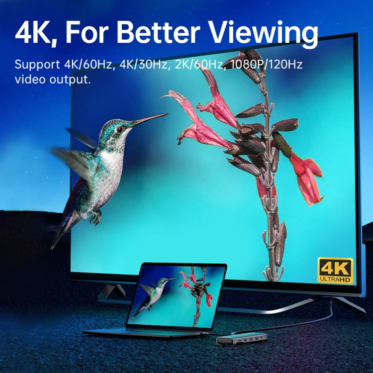 ORICO PW11-9P Type-C / USB-C 8-in-1 5Gbps Multifunction Docking Station(Dark Gray) by ORICO