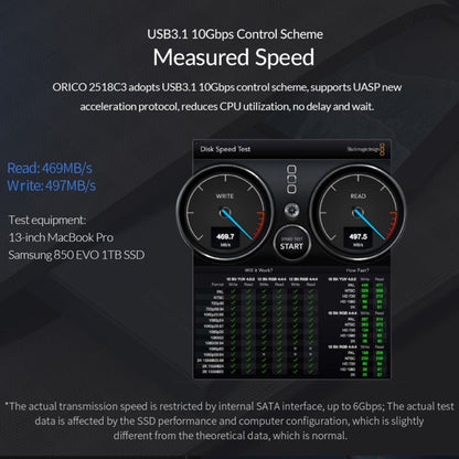 ORICO DD25 C3 2.5 inch Type-C to Type-C and USB Mechanical SSD Enclosure, Supported Capacity: 6TB(Dark Gray) by ORICO