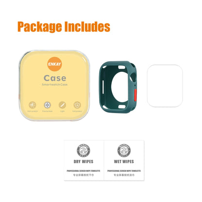ENKAY TPU Case + Full Coverage PET Screen Protector For Apple Watch Series 9 / 8 / 7 41mm(Deep Green) by ENKAY