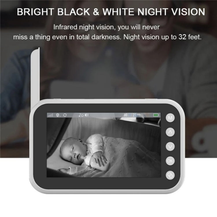 ABM200 Support Two-Way Voice Temperature Display 4.5-inch Video Baby Monitor Music Player(UK Plug) by bashfashion
