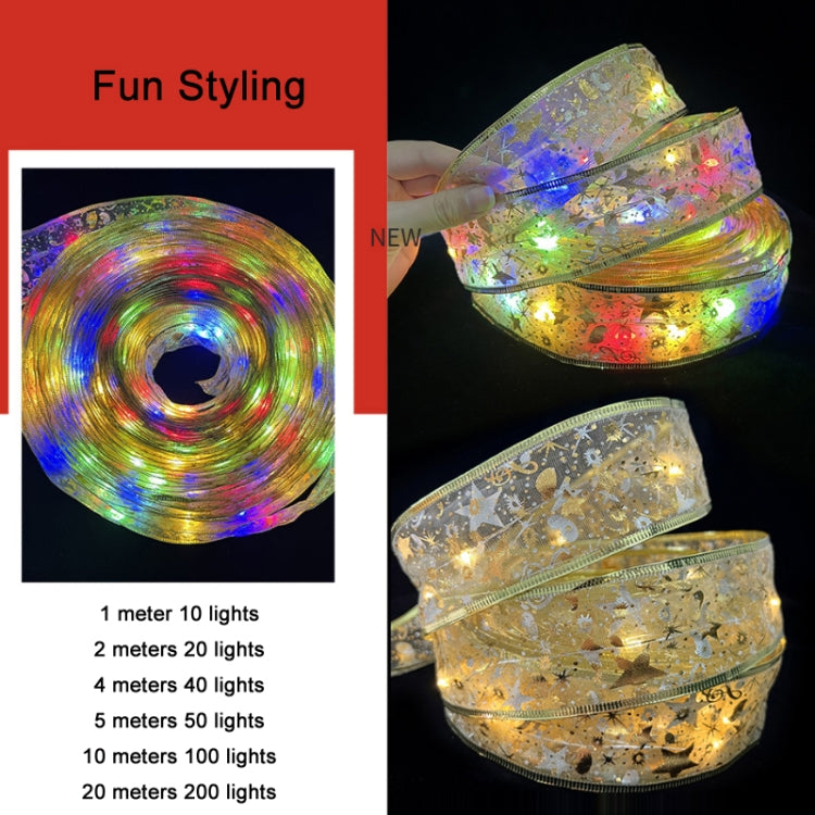 Christmas LED Lights Bronzing Double Ribbon String Lights, Specification: 4m(Silver Color Light) by bashfashion