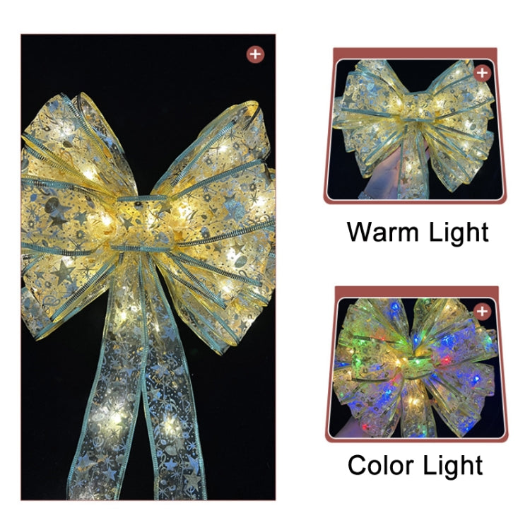 Christmas LED Lights Bronzing Double Ribbon String Lights, Specification: 4m(Silver Color Light) by bashfashion