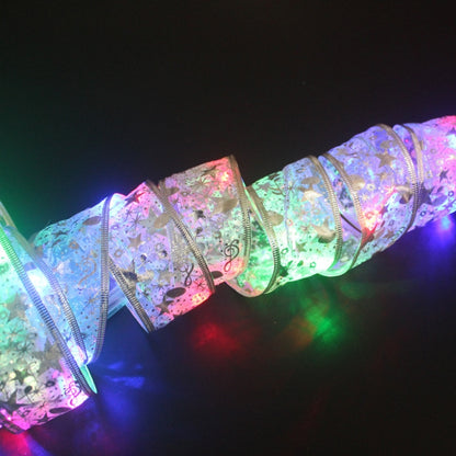 Christmas LED Lights Bronzing Double Ribbon String Lights, Specification: 4m(Silver Color Light) by bashfashion