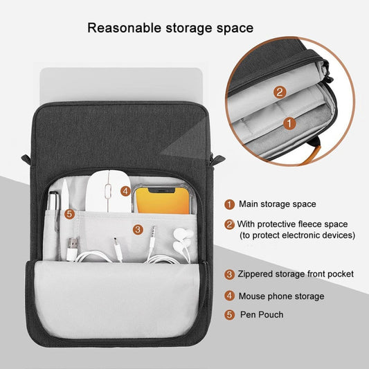 Vertical Laptop Bag Handheld Shoulder Crossbody Bag, Size: 9.7-11 Inch(Wine Red) by bashfashion