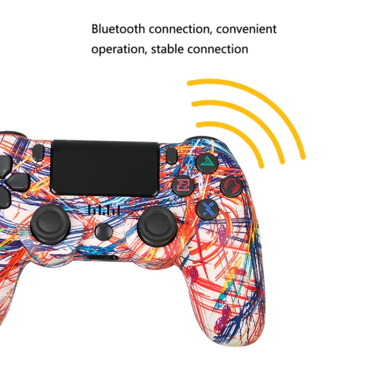 For PS4 Wireless Bluetooth Game Controller With Light Strip Dual Vibration Game Handle(Lightning) by bashfashion