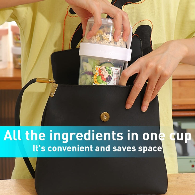 Salad Meal Shaker Cup Portable Fruit and Vegetable Container with Fork Dressing Box, Size: Large White by bashfashion