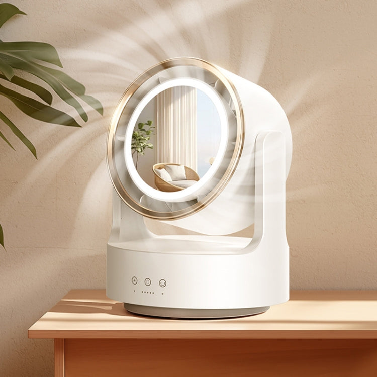 3 In 1 Multifunctional Desktop Fan with LED Light Cosmetic Mirror Rechargeable Oscillating by bashfashion