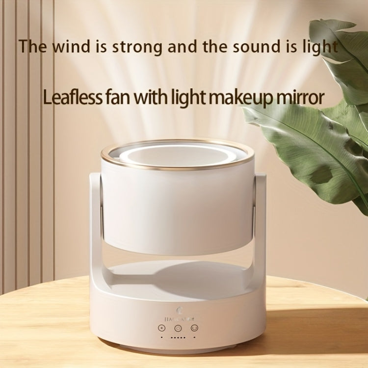 3 In 1 Multifunctional Desktop Fan with LED Light Cosmetic Mirror Rechargeable Oscillating by bashfashion