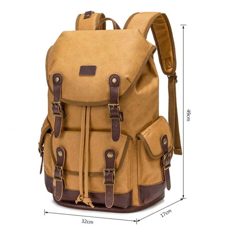 Retro Canvas Backpack Large Capacity Travel Computer Bag(Yellow) by bashfashion