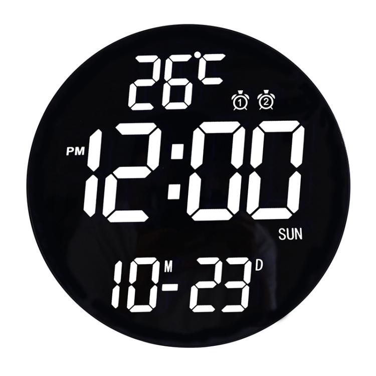 11.6-Inch White Light Wall Clock With Remote Control Multi-Functional Alarm Clock White+Black by bashfashion