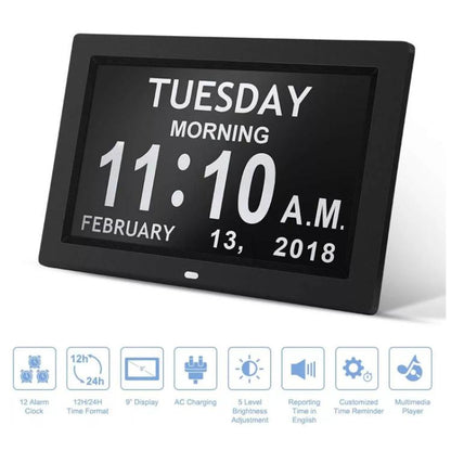 10-Inch Digital Clock With Voice Time Announcement, Auto DST Adjustment, 20 Custom Alarms, 8 Medication Reminders US Plug White by bashfashion