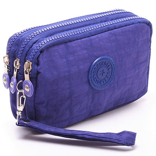 Three-Layer Zipper Short for Ladies Change Mobile Bag(Blue) by bashfashion
